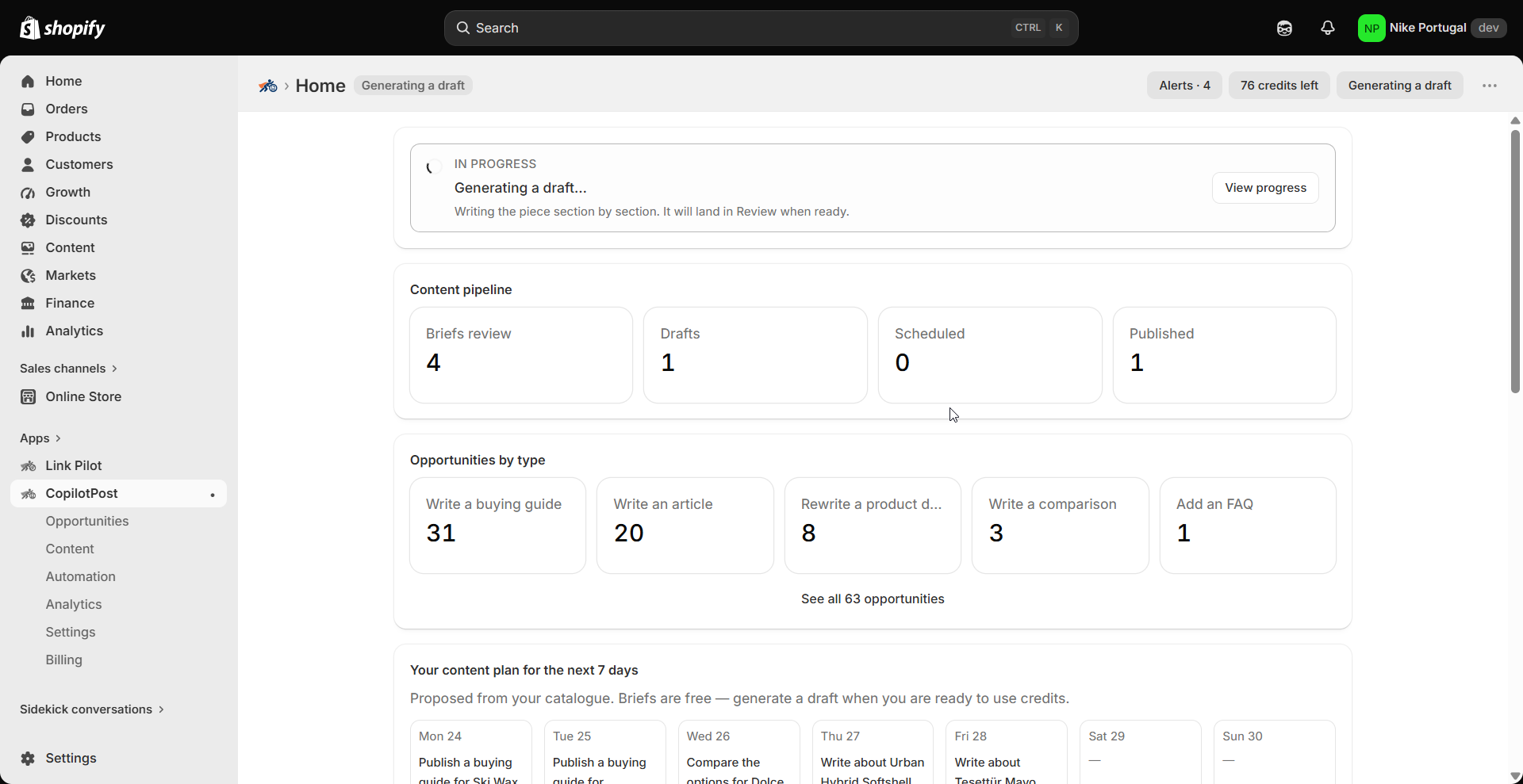 EShopSet Content management screenshot