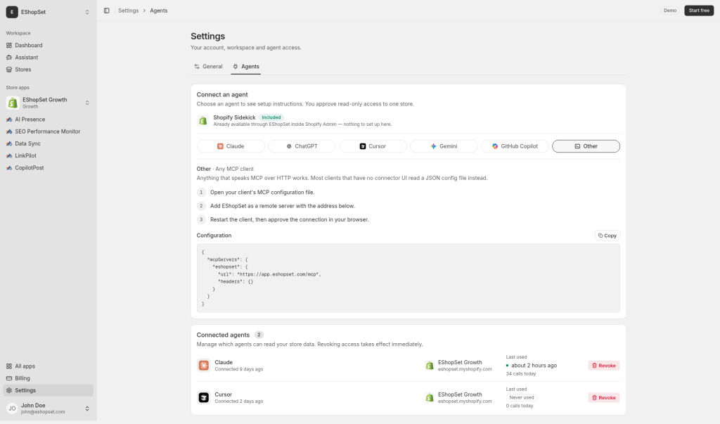 MCP JSON config for other agents
