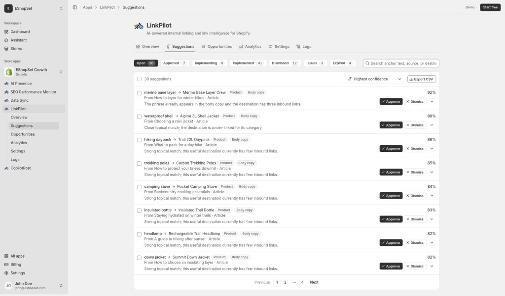 Link Pilot suggestion generation progress while scanning the store