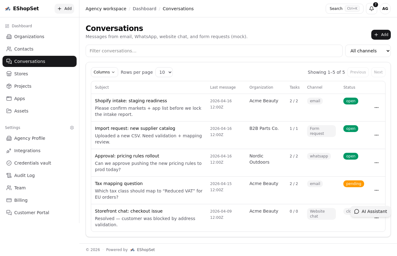 Centralize client conversations