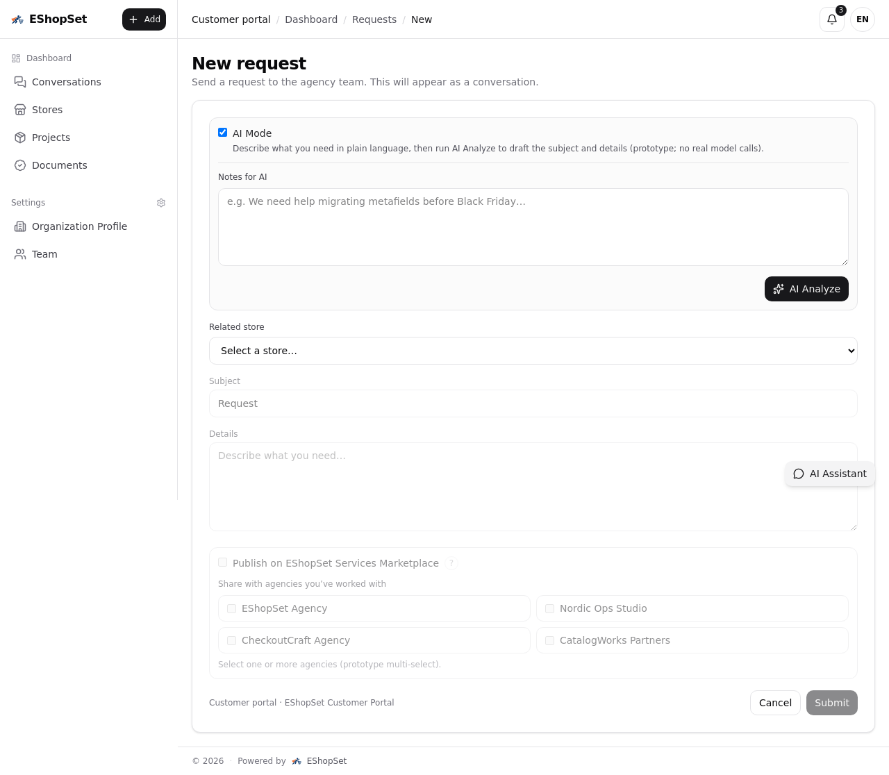 Customer portal — workflows
