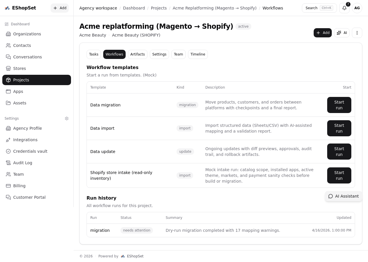 Project management — workflows