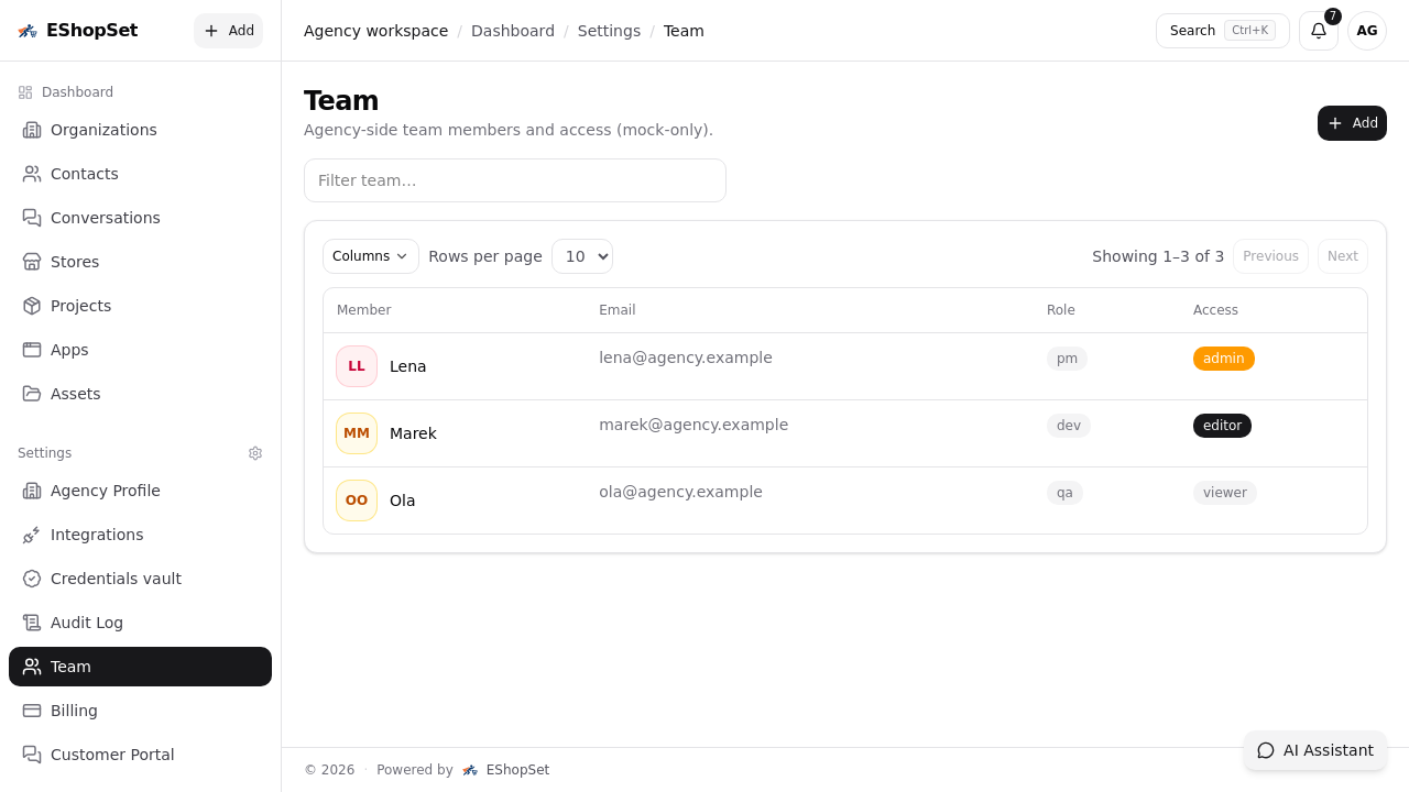 Role-based visibility and portal scope